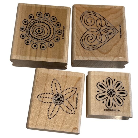 Stampin Up! Wood-Mounted Rubber Stamps Polka Dot Punches Set - Picture 1 of 3